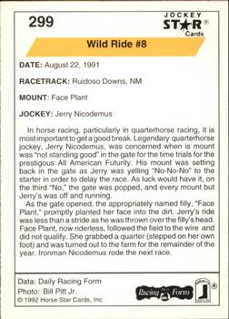 1992 Jockey Star #299 Wild Ride #8 - Jerry Nicodemus Back